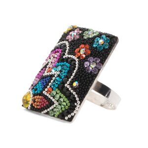 SEED & SAGE Multi Made In Mexico Sterling Silver Crystal Rectangle Ring